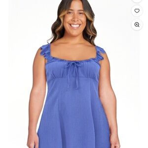 Blue Ruffle Strap Sundress